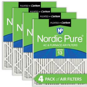 Nordic Pure 848224189350 16x25x1 15 1/2 X 24 3/4 Pleated Air Filters 13 Plus Carbon 4 Pack