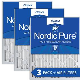 Nordic Pure 848224194729 20x35x2 19 1/2 X 34 1 3/4 Pleated 12 Air Filters 3 Pack