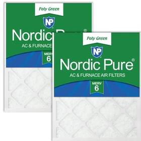 Nordic Pure 848224197942 20x25x1 19 1/2 X 24 3/4 Poly Green 6 Ac Furnace Air Filters Reduces