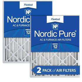 Nordicfil113 Nordic Pure 20x20x4 19 1/2 X 3 5/8 Pleated Merv 12 Air Filters 2 Pack