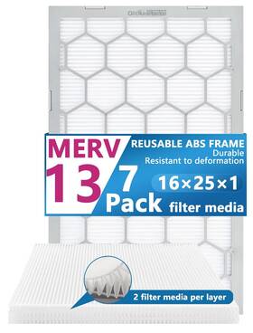 Olitair 797085801874 16x25x1 13 Air Filter Ac Furnace Reusable Abs Plastic Frame 7 Pac