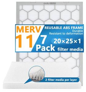 Olitair 797085801898 20x25x1 Merv 11 Air Filter Ac Furnace Reusable Abs Plastic Frame