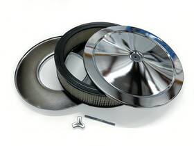 Sp4302 Pirate Mfg 14 X 3 Round Chrome Steel Air Cleaner Assembly Flat Base Chevy Sbc 350 Bbc 454 P