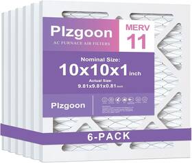 Afb10x10x1m11 Plzgoon 6 Pack 10x10x1 Pleated Air Filters Replacement For Hvac Ac Furnace Merv 11
