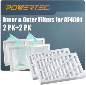 75065 Powertec Inner And Outer Filters For Wen 3410 Air Filtration System Af4
