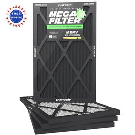 Puroair 850071692211 Megafilter 16x25x1 Merv 13 Carbon Defense Heavy Duty Furnace Filters