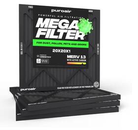 Puroair 850071692228 Mega Activated Carbon Air Filter Merv 13 20x20x1 4 Pack