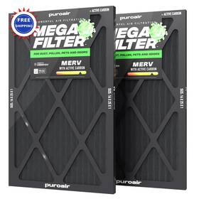 Puroair 850071692235 Filters 16x25x1 Merv 13 Activated Carbon Megafilter 2 Pack Air Defense