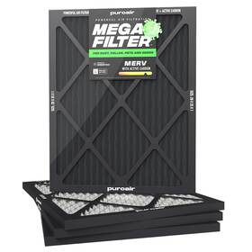 Puroair 850071692259 4-pack Merv 13 20x25x1 Air Filter With Carbon - Allergens Dust Pet Dander Odors