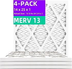 X24.75 Qingzhug 619988837722 14x25x1 Merv 13 4-pack Pleated Air Filter Actual Size 13.75 Inch X0.75 M