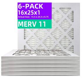 X24.75 Qingzhug 619988839856 16x25x1 Merv 11 6-pack Pleated Air Filter Actual Size 15.75 Inch X0.75