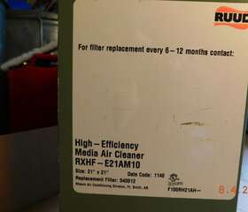 Rxhf-21e21am10 Ruud Rxhf-21am10 Rheem Exact Fit Media Air Cleaner 21 X