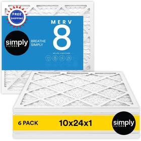 Simply 810091189740 Filters 10x24x1 Merv 8 Pack Of 6 Air Home Furnace Hvac Actual Size Dust