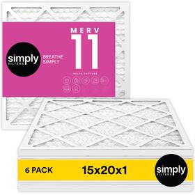 Simply 810133786913 15x20x1 Air Filter 11 Mpr 1000 6 Pack For Home Ac Furnace And Hvac Actual