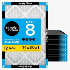 Simply 810133787743 14x30x1 Air Filter Merv 8 12 Pack For Home Ac Furnace And Hvac Actual Size