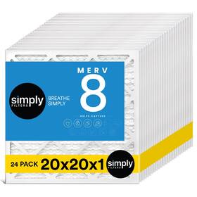 Simply 810133788290 20x20x1 Air Filter Merv 8 24 Pack For Home Ac Furnace And Hvac Actual Size