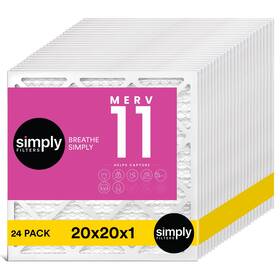 Simply 810133788719 20x20x1 Air Filter Merv 11 24 Pack For Home Ac Furnace And Hvac Actual Size