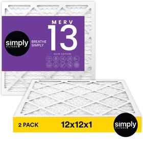 Simply 810133789327 12x12x1 Air Filter 13 Mpr 1500 2 Pack For Home Ac Furnace And Hvac Actual