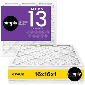 Simply 810133789891 16x16x1 Air Filter 13 Mpr 1500 6 Pack For Home Ac Furnace And Hvac Actual