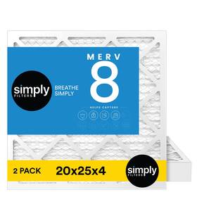 Simply 840440236115 20x25x4 Air Filter 8 Mpr 600 2 Pack For Home Ac Furnace And Hvac Actual Si