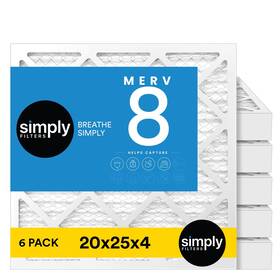 Simply 840440236139 20x25x4 Air Filter Merv 8 Mpr 600 6 Pack For Hvac Dust Pet Allergy Control