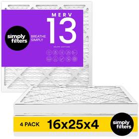 Simply B0fc1smlj5 16x25x4 Air Filter Merv 13 4 Pack Furnace For Hvac Actual
