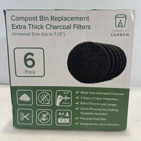 Simply Carbon 784862291416 Compost Bin Replacement Filters Extra Thick Charcoal Universal Size 5pcs
