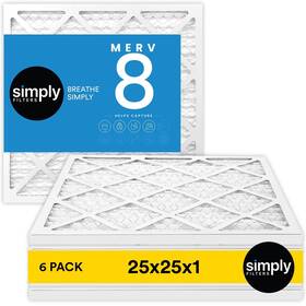 Simply Filters 810091186701 25x25 Merv 8 6 Pack Hvac Furnace Sf25x25x1-m08-6pk