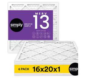 S-13-06-16201 Simply Filters 16 Inch X 20 1 Pleated Furnace Air Filter 6-pack - White