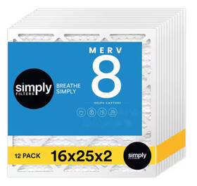S-08-12-16252 Simply 16 Inch X 25 2 Merv 8 Mpr 600 Pleated Furnace Air Filter 12-pack