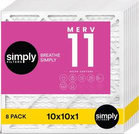 S-11-08-10101 Simply Filters 10x10x1 Merv 11 Mpr 1000 Air Filter 8 Pack - Actual Size 9.75 Inch