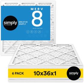 Sf10x36x1-6pkm08 Simply 10x36x1 Air Filter Merv 8 Mpr 600 6 Pack For Home Ac Furnace And Hvac Actu