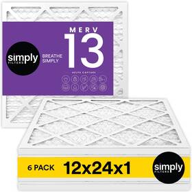 Sf12x24x1-6pkm13 Simply 12x24x1 Air Filter Merv 13 Mpr 1500 6 Pack For Home Ac Furnace And H