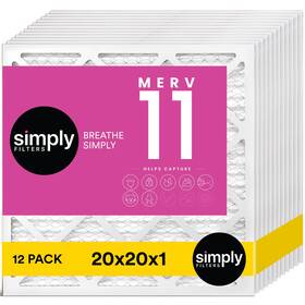 Sf20x20x1-12pkm11 Simply 20x20x1 Air Filter Merv 11 12 Pack For Home Ac Furnace And Hvac Actual Size