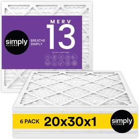 Sf20x30x1 Simply 20x30x1 Air Filter Merv 13 Mpr 1500 6 Pack For Home Ac Furnace And Actual
