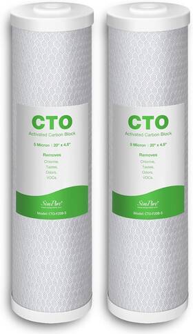 Cto20bb Simpure Ctof105 20x4.5 Inch 5 Micron Filter Cto Activated Carbon Db20p Fc25b 2 Pack