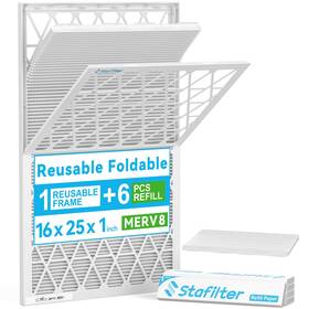 M8162001a6w Stafilter 16x25x1 Foldable Air Filter Merv 8 6 Pack Replaceable Media With 1 Reusab