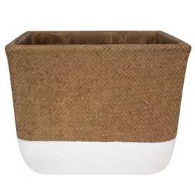 Trendspot 744759911636 Medium 10 Inch L X W 7 H White And Natural Reed Concrete Indoor Pl