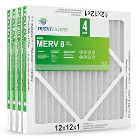 Trightfilters 702367601097 12x12x1 Air Filter 4 Pack 8 Pleated Dust Defense Filters Conditioner