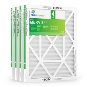 Trightfilters 702367601110 16x20x1 Air Filter 4 Pack Merv 8 Pleated Dust Defense Filters Replacemen
