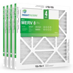 Trightfilters 745278647228 18x18x1 Air Filter 4 Pack 8 Pleated Dust Defense Filters Conditioner
