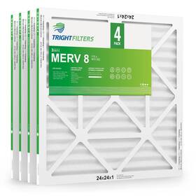 Trightfilters 745278647273 24x24x1 Air Filter 4 Pack 8 Pleated Dust Defense Filters Conditioner