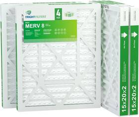 Trightfilters 751105540594 15x20x2 Merv 8 Pleated Home Hvac Ac Furnace Heater Filters Replacement 4-pack