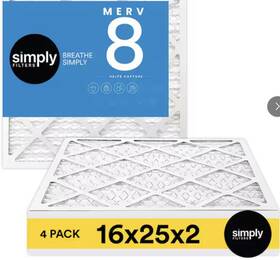 S-08-04-16252 Trion Simply 16x25x2 Air Filter Merv 8 Mpr 600 Pleated Hvac Furnace 4 Pack