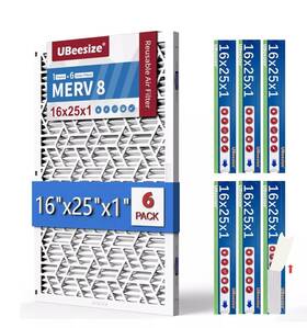 Ubeesize 840322300576 Air Filter 16x25x1 6-pack Merv 8 Mpr 700 Ac/hvac Furnace Filters Deep Plea