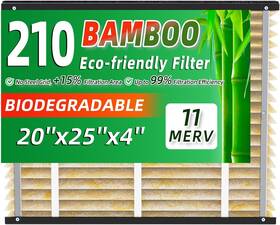 Velnor 797387761357 210 Bamboo Air Filter Replacement Merv 11 Fit For Aprilaire 20x25x4 Furnace