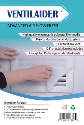 Ventilaider 600193373402 Complete Air Vent Filter Set 20 Inch X 84 Electrostatic Media With 126 Of Installa