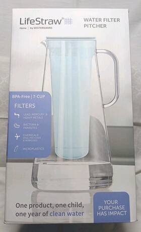 Lsh7plwh01 Vestergaard Frandsen Inc Lshfp7cwh1 New Lifestraw Reduces Odor 7 Cups Capacity White Water Filter Pitcher