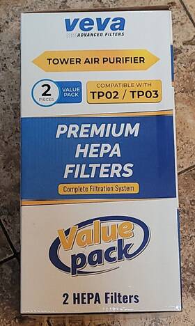 Dn-tp968126-hepa-2 Veva Tower Air Purifier Replacement Hepa Filters 2 Pack For Dyson Tp02 Tp03 New