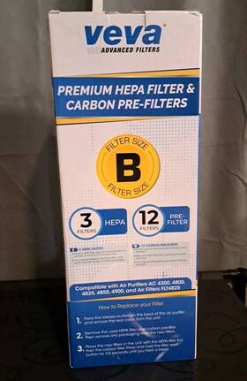 X00197exph Veva Advanced Filters Size B 3 Hepa 12 Carbon Pre-filters Flt4825